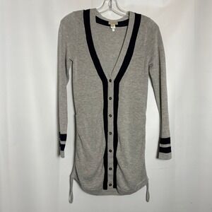 Y2K 2010s Nikibiki Womens Ruched Side Longline V-Neck Cardigan Sweater M Viscose